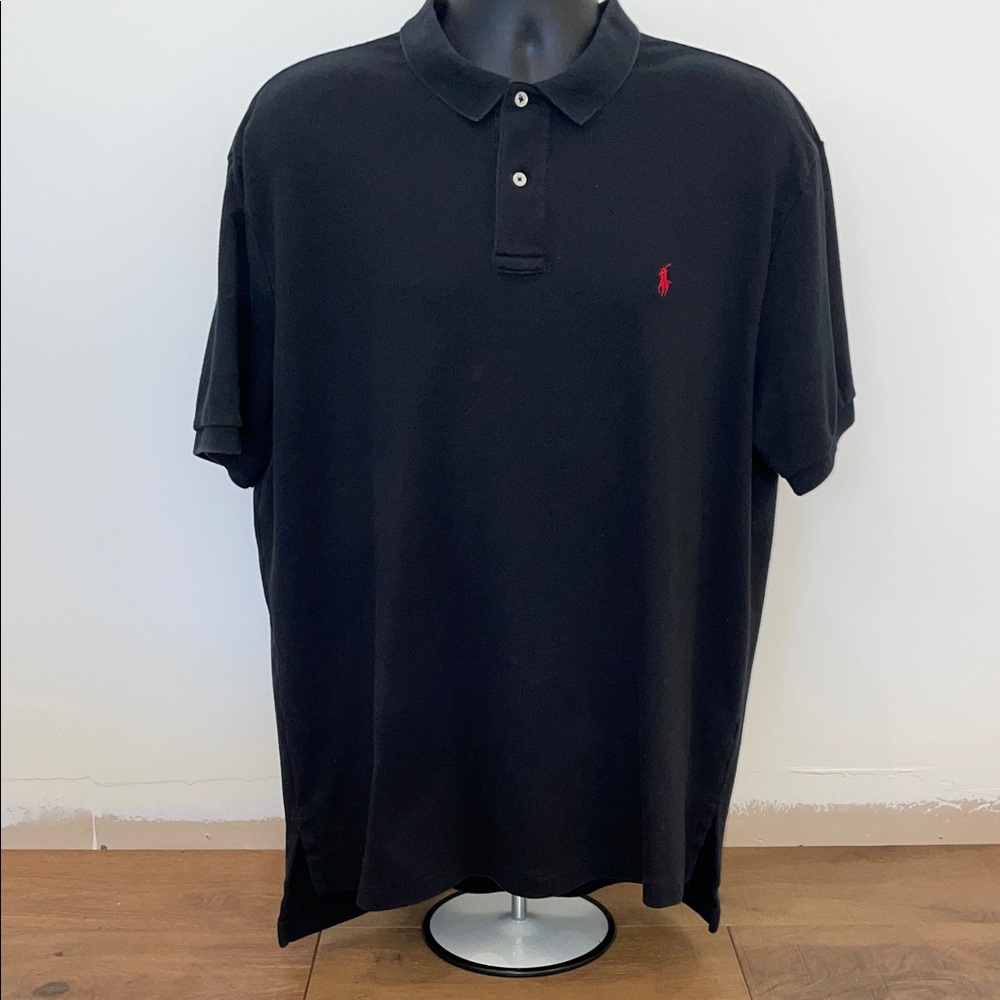Ralph Lauren Classic 100% Cotton Black Polo with Red Accent XL